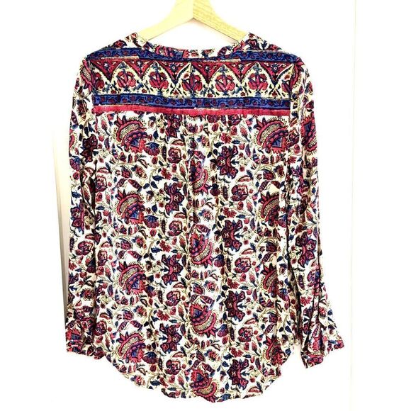 Lucky Brand Beautiful Boho Style Long Sleeve Floral Peasant Top Sz Medium EUC - Picture 2 of 7